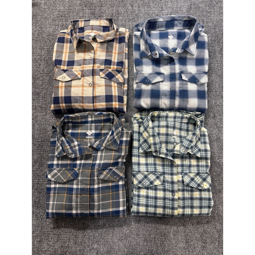 Rabbit Running High Country Flannel Shirt Merino Blend Women's Small Lot Of 4